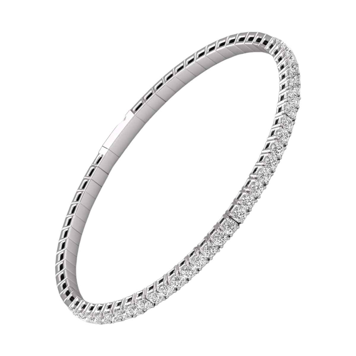 Lab Grown 14Kt White Gold Diamond 7Ctw Bangle