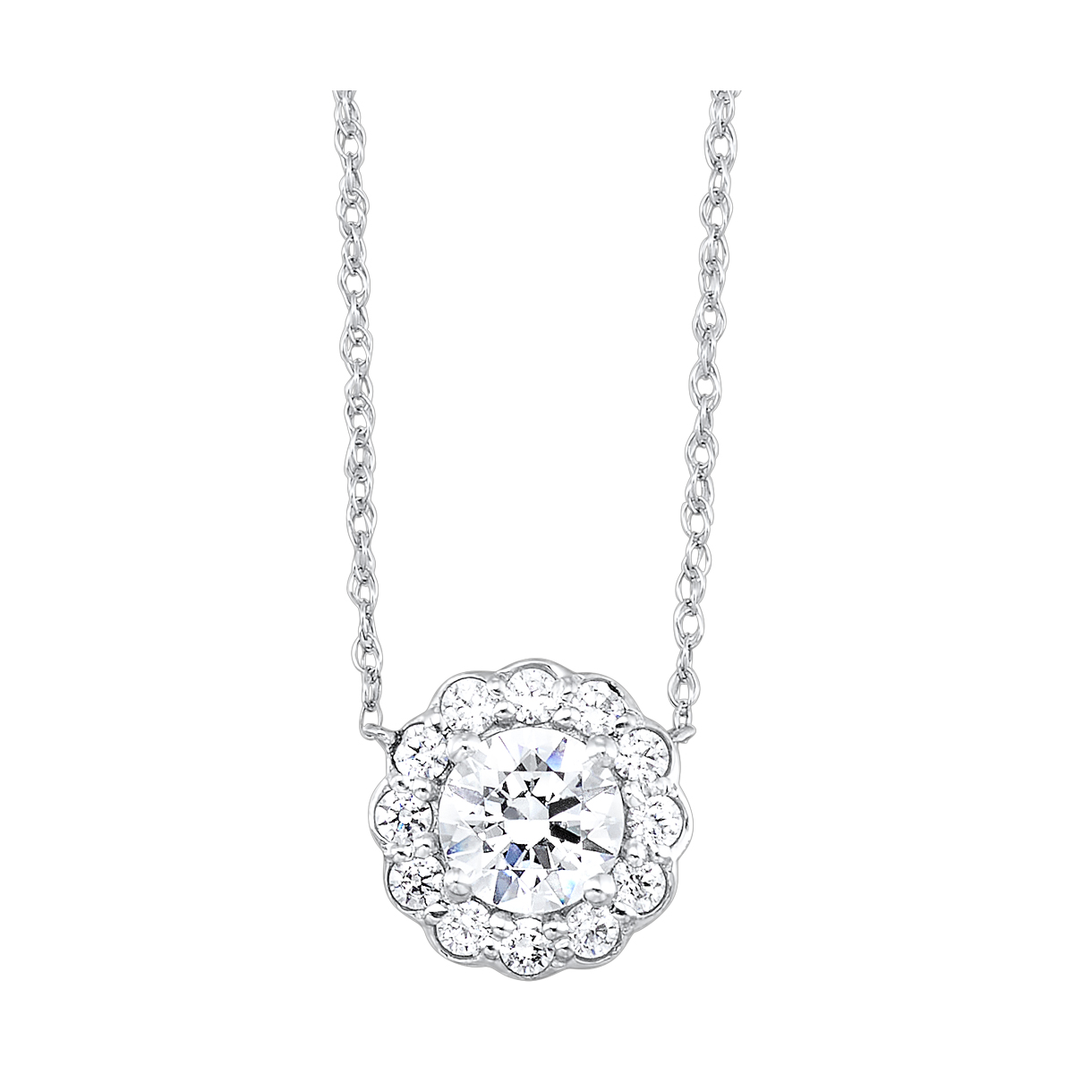 Lab Grown 14Kt White Gold Diamond 3/4Ctw Necklace