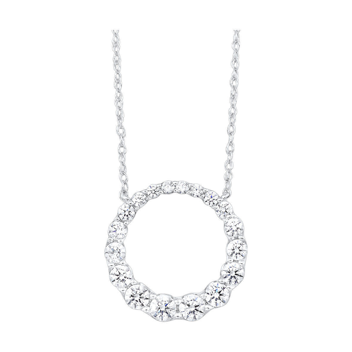 Lab Grown 14Kt White Gold Diamond 3/4Ctw Necklace