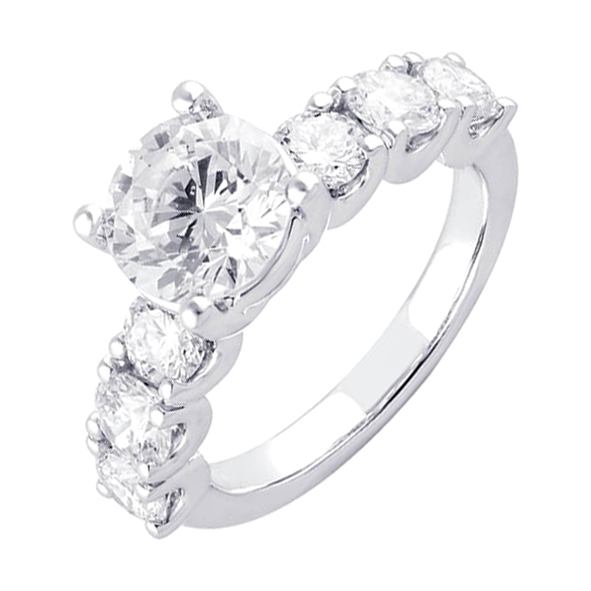 Lab Grown 14Kt White 3 1/2Ctw With 2Ctw Round Center